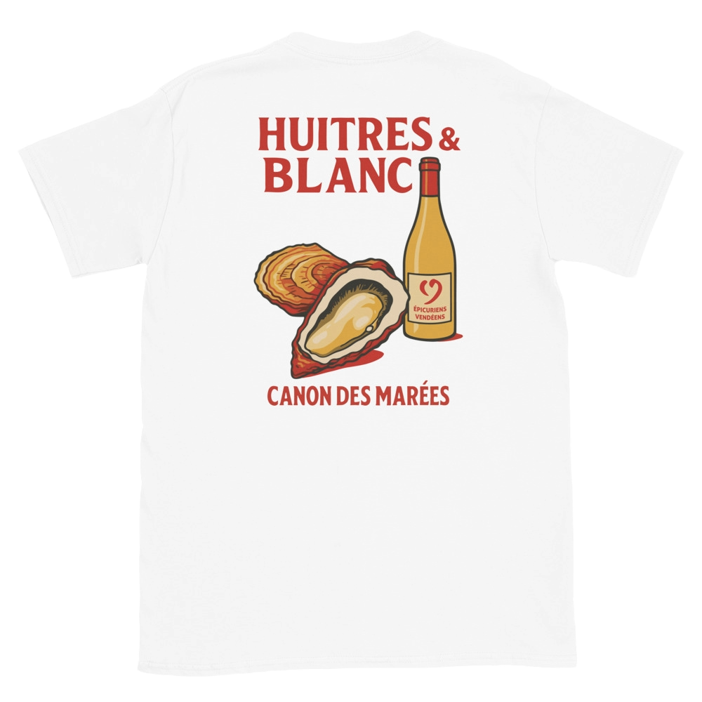 T-shirt Blanc dos – Visuel Apéro Huîtres & Vin blanc
