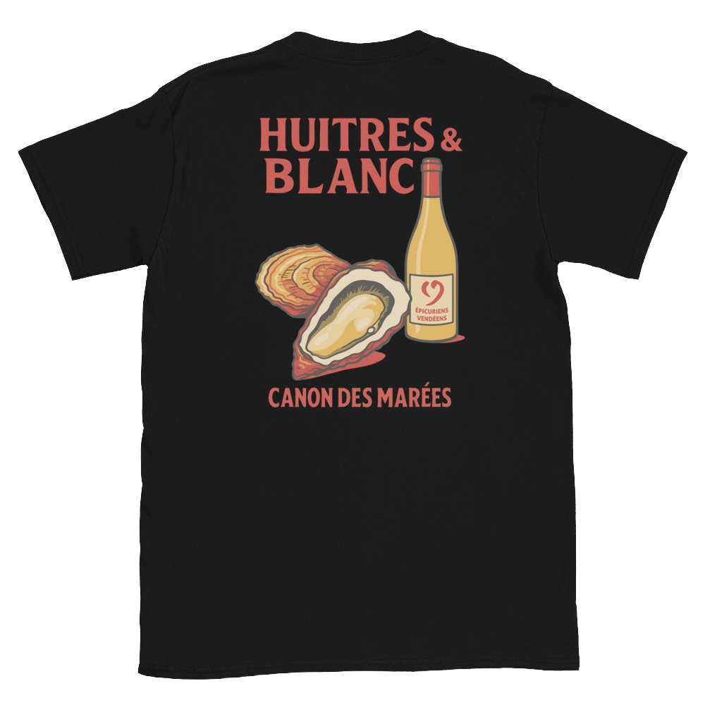 T-shirt Noir dos – Visuel Apéro Huîtres & Vin blanc